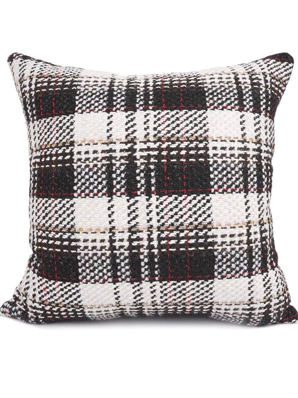 New! Two Christmas Tartan Black Buffalo Plaid Decorative Throw Pillow Case